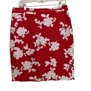 Talbots red white floral cotton skirt